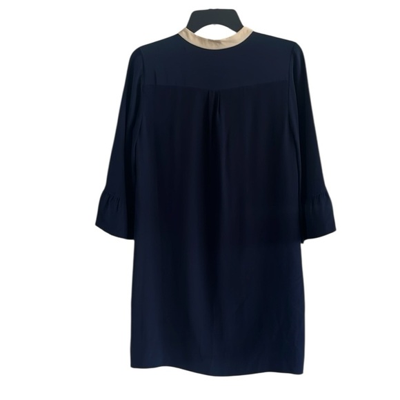 J. Crew Blue and Cream 3/4 Sleeve Silk Dress Size 4 - Picture 3 of 8